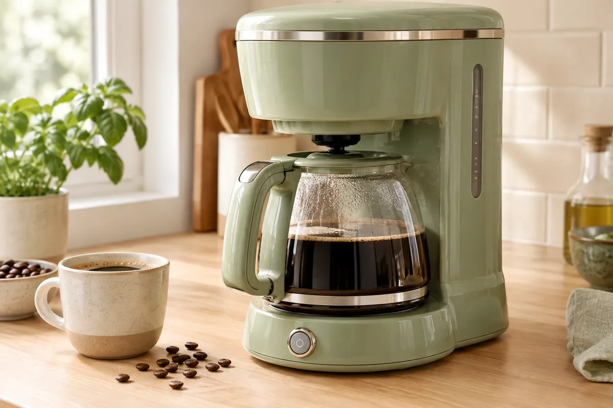 Cafetière filtre Ariete Vintage verte avec carafe en verre trempé et commandes programmables