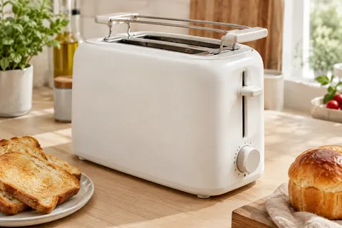 Grille-pain Philips blanc à deux fentes, avec molette de dorage et support pour viennoiseries